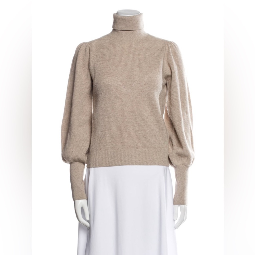 BA&SH Eden Balloon Sleeve Wool Sweater in Heather Beige 2